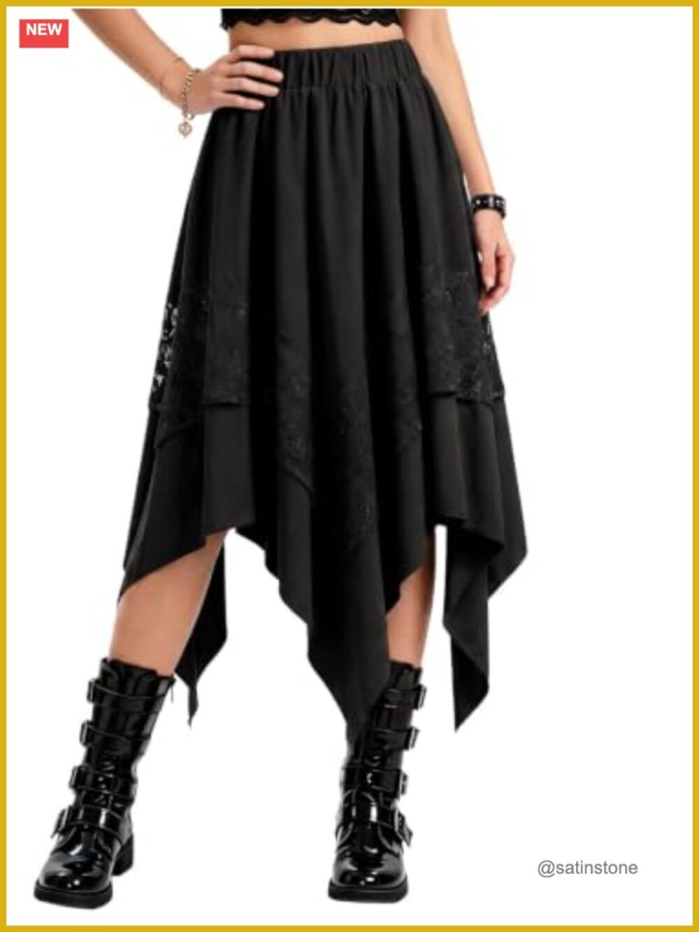 Renaissance Lace Asymmetrical High-Low Midi Skirt Gothic Steampunk Costume